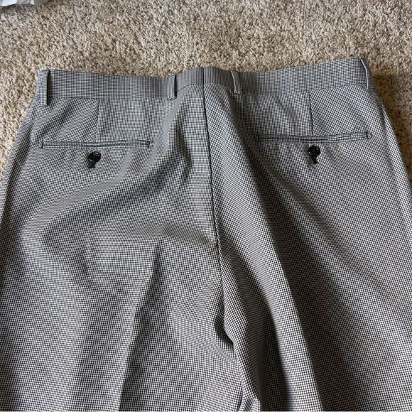 Tiglio Luxe 2560 Flat Front Houndstooth Italy Wool Cuffed Dress Pants Size 38 - Picture 5 of 6